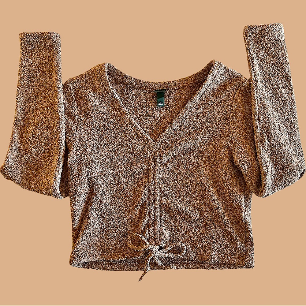 Wild Fable Crop Brown Scrunch Sweater